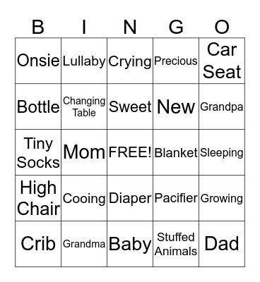 Baby Bingo! Bingo Card