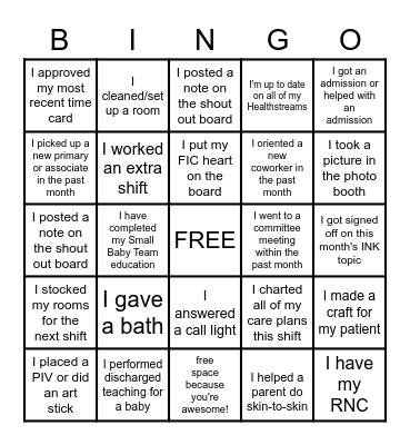 NICU NURSE BINGO! Bingo Card