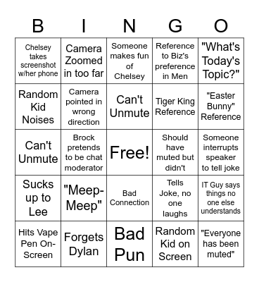 PKT Happy Hour Bingo Card