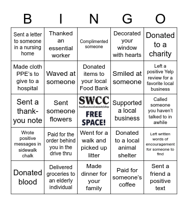 SWCC PIF WEEK 2020 Bingo Card