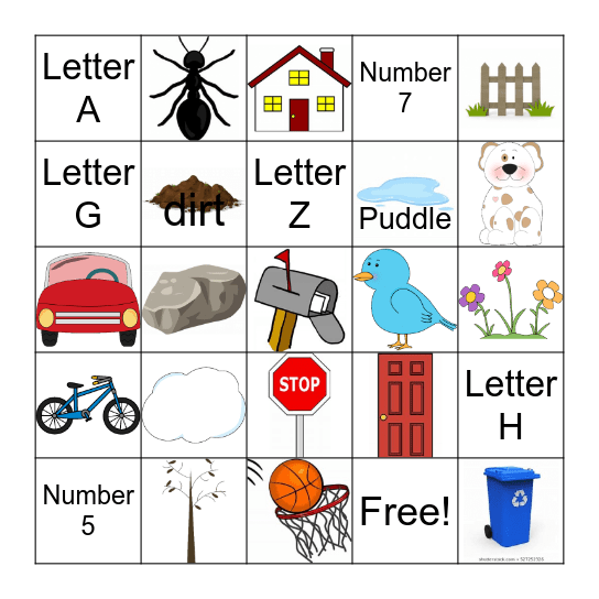 Neighborhood Picture Bingo Card