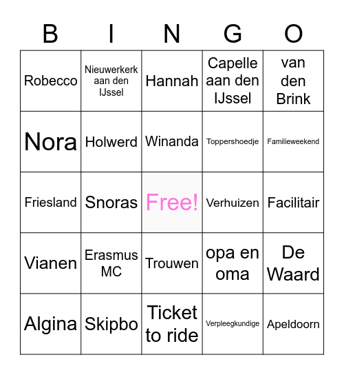 Bouman Bingo Card