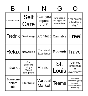 Sales Services Bingo Card