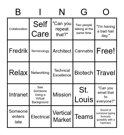 Sales Services Bingo Card