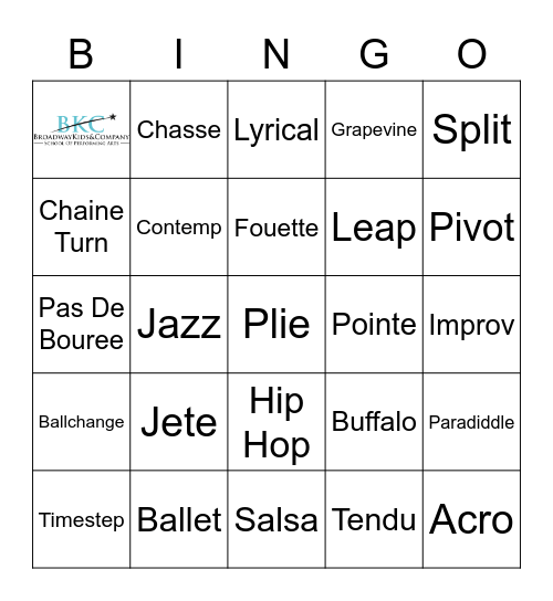 BKC DANCE BINGO Card