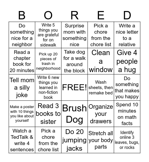 Ways to earn weekend money Bingo Card