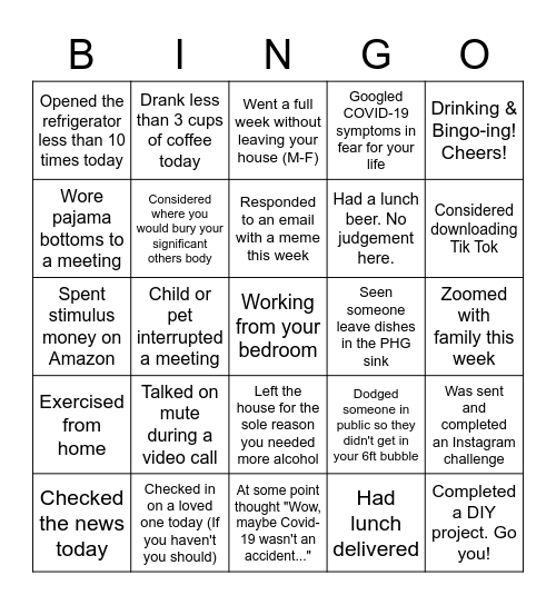 Test Bingo Card