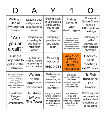 D1A-O: Things We Didn't Know We'd Miss Bingo Card
