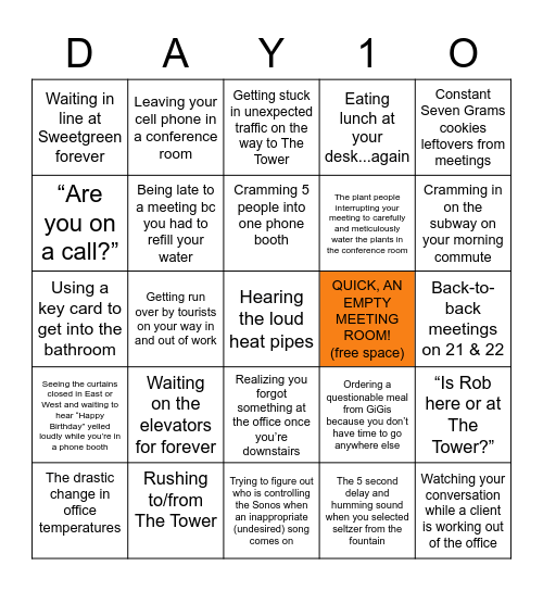 D1A-O: Things We Didn't Know We'd Miss Bingo Card