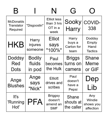 Workplace Bingo Card