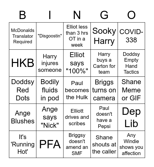 Workplace Bingo Card