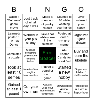 HHN WFH 2020 Bingo Card