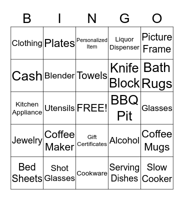 Zach & Alyssa's Couple Shower Bingo Card