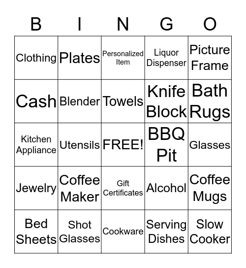 Zach & Alyssa's Couple Shower Bingo Card