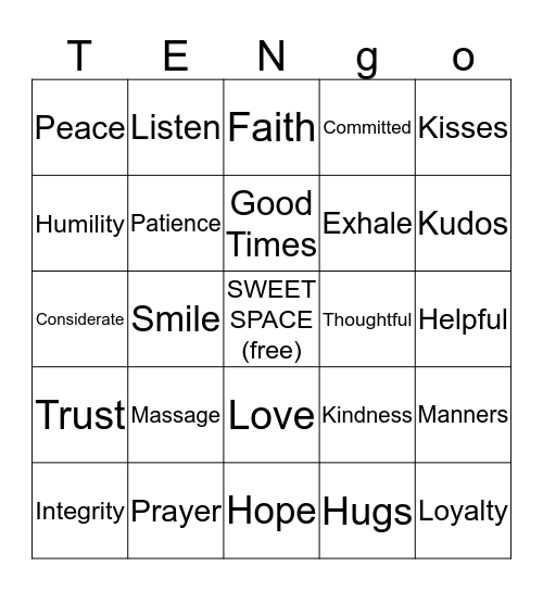 Zach & Jackie's 10th Anniversary Bingo Card