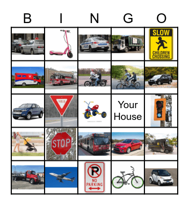 Vehicle Bingo Card