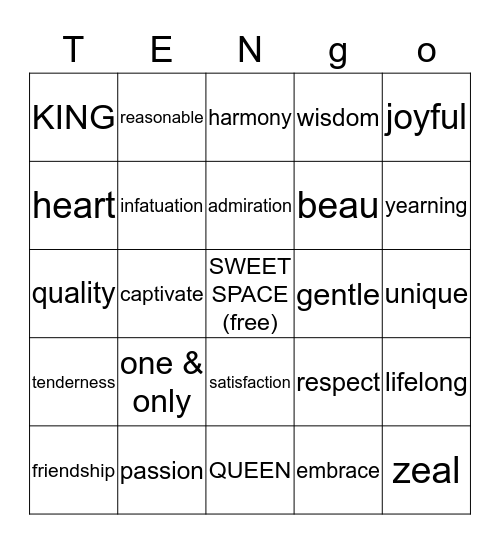 Zach & Jackie's 10th Anniversary Bingo Card