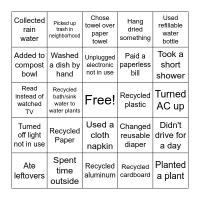 Earth Day Bingo! Bingo Card