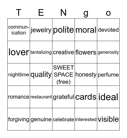 Zach & Jackie's 10th Anniversary Bingo Card