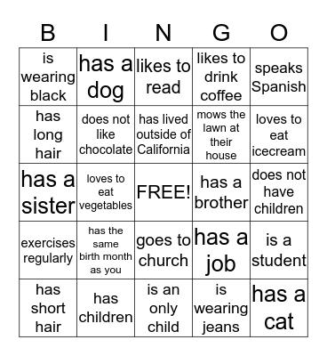 Someone Who... Bingo Card