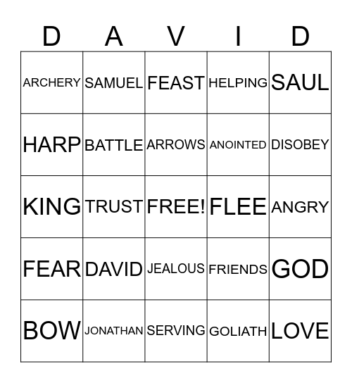 David & Jonathan Bingo Card