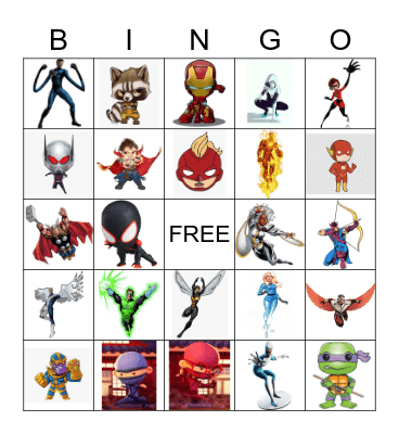 Gavin's Superhero Birthday Bingo Game Bingo Card