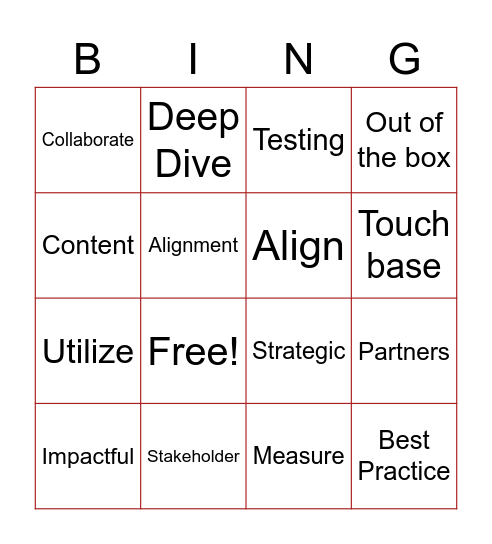 Buzzword Bingo Card