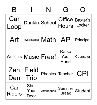 BHES Bingo Card