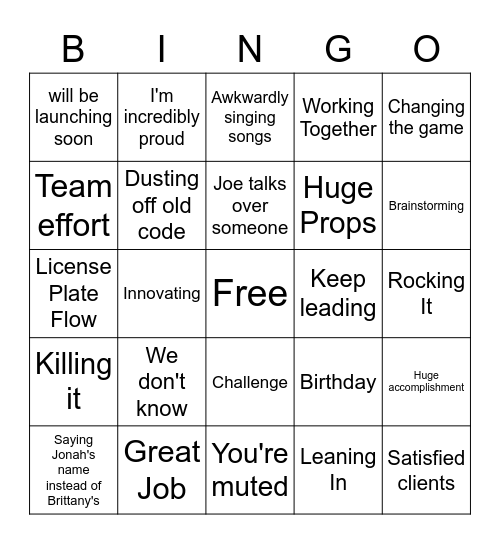 Meeting Bingo Card