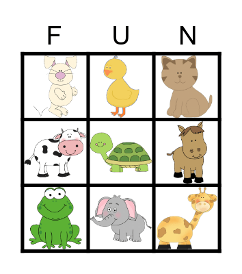 Animal Bingo Card