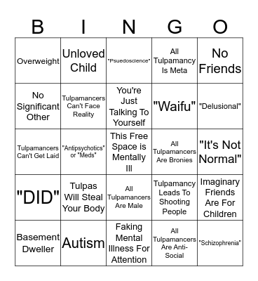 Tulpamancy Troll Bingo Card