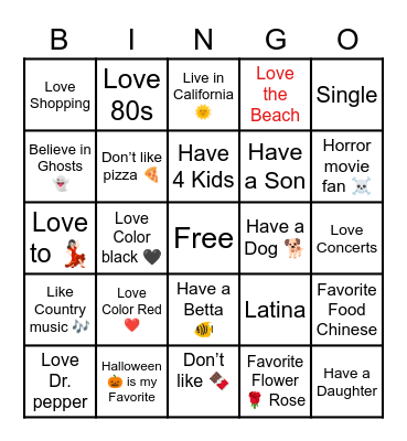 Vivian Bingo Card