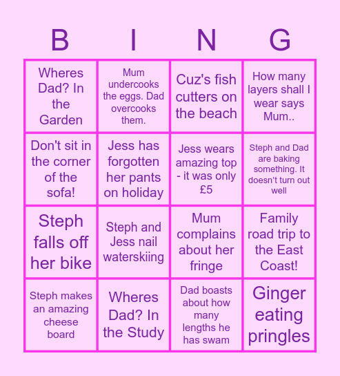 Family Bingo! Bingo Card