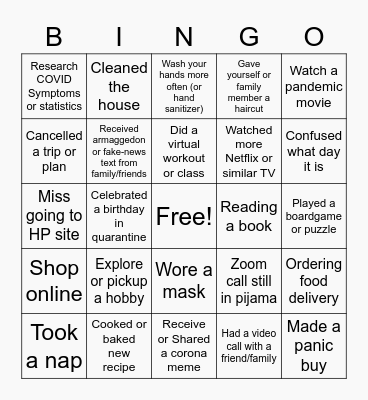 Supplies Finance Quarantine Bingo Card
