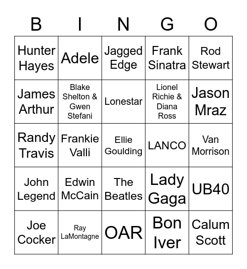 Going to the Chapel <3 Bingo Card