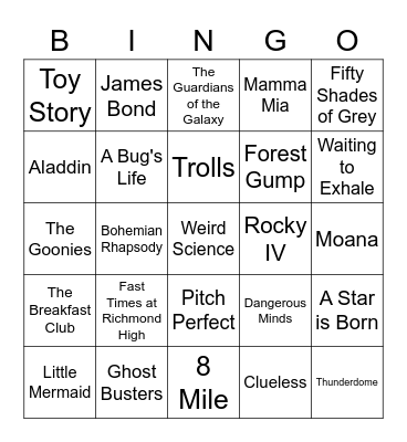 Don't you wish you could go to the MOVIES? Bingo Card