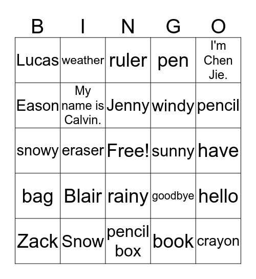 BINGO Card