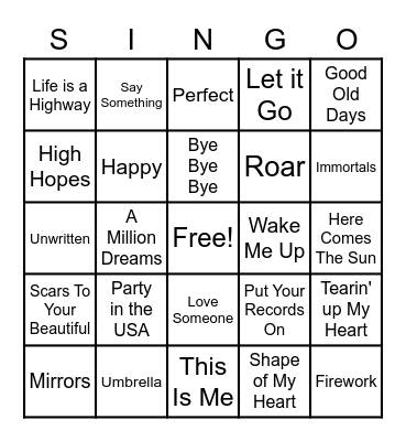 Singo - 4/22 Bingo Card