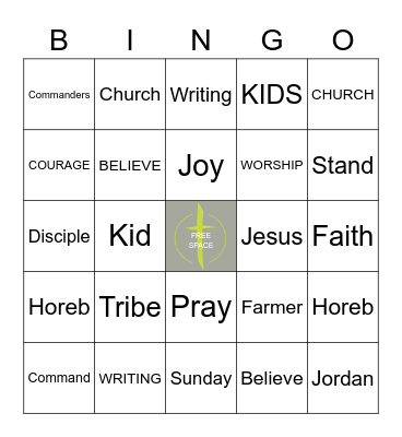 CB KIDS WORSHIP BINGO Card