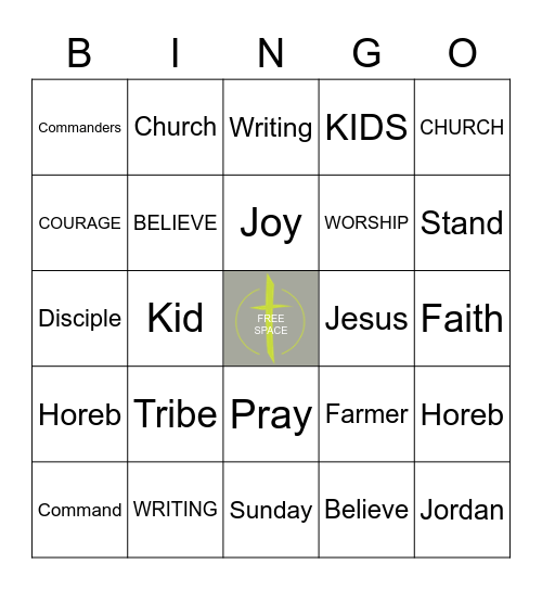 CB KIDS WORSHIP BINGO Card