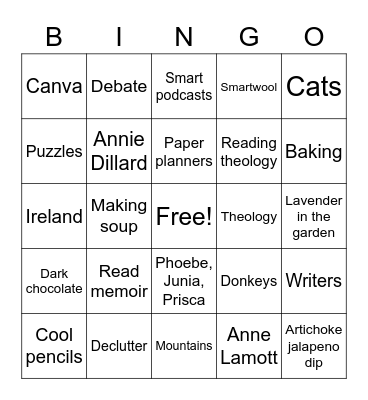 Susy's Bingo: What fits you? Bingo Card