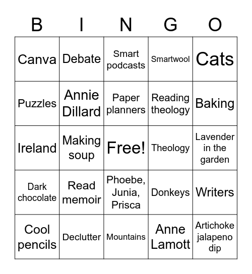 Susy's Bingo: What fits you? Bingo Card