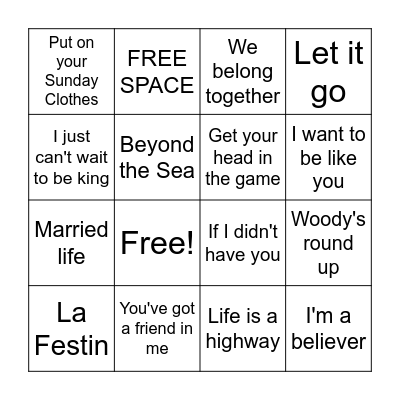 Disney Bingo Card