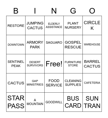 Off Campus Workers Bingo Card