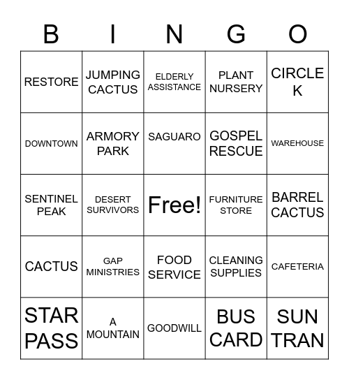 Off Campus Workers Bingo Card