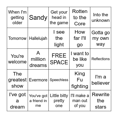 Disney Bingo Card