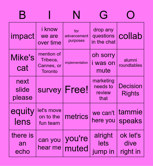 demo bingo Card