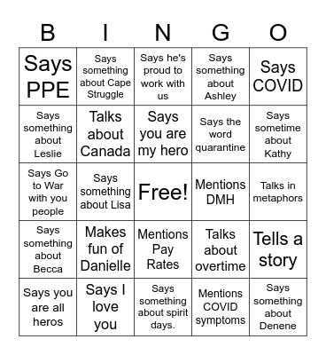 Chuck BINGO Card