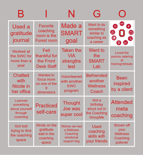 Wellness Coaching Bingo! Bingo Card