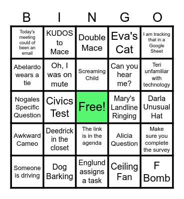 AZ SL Check In Bingo Card
